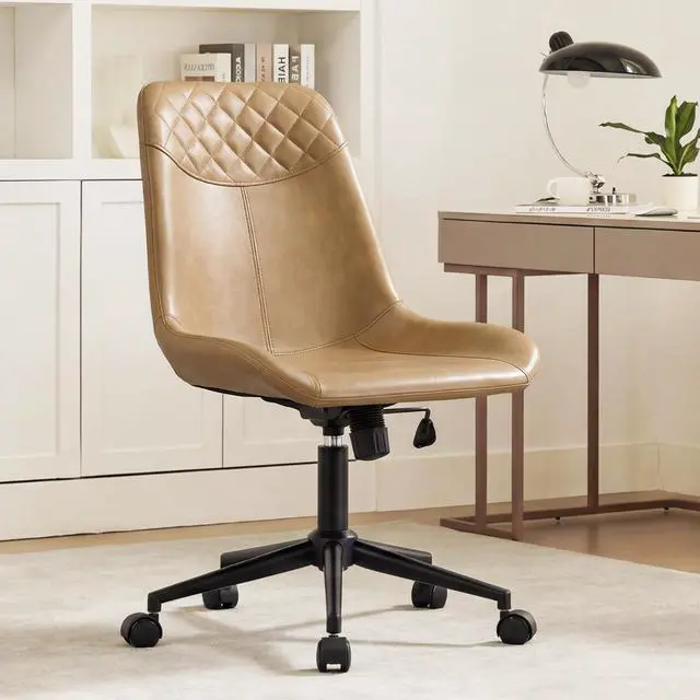 Main image of Modern PU Leather Office Chair Desk Chair Swivel Computer Chair Camel