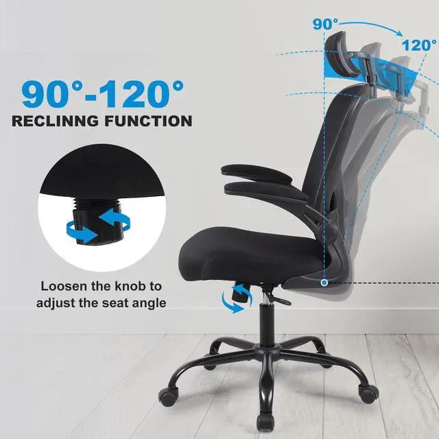 Alt view image 5 of 6 - Ergonomic Office Desk Chair- Mesh Home Office Desk Chair with Headrests & Adjustable Armrests,Executive Rolling Chair