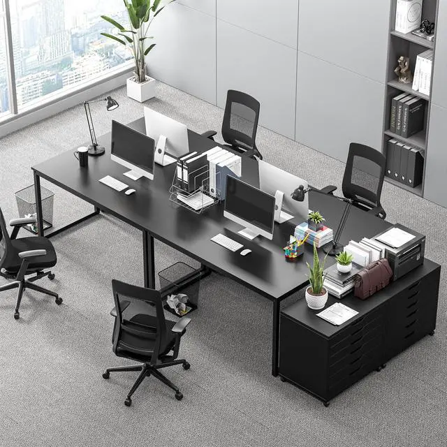 Alt view image 5 of 6 - Computer Desk 47 Inch Modern Sturdy Office Desk PC Laptop Notebook Simple Writing Table for Home Office Workstation, Black