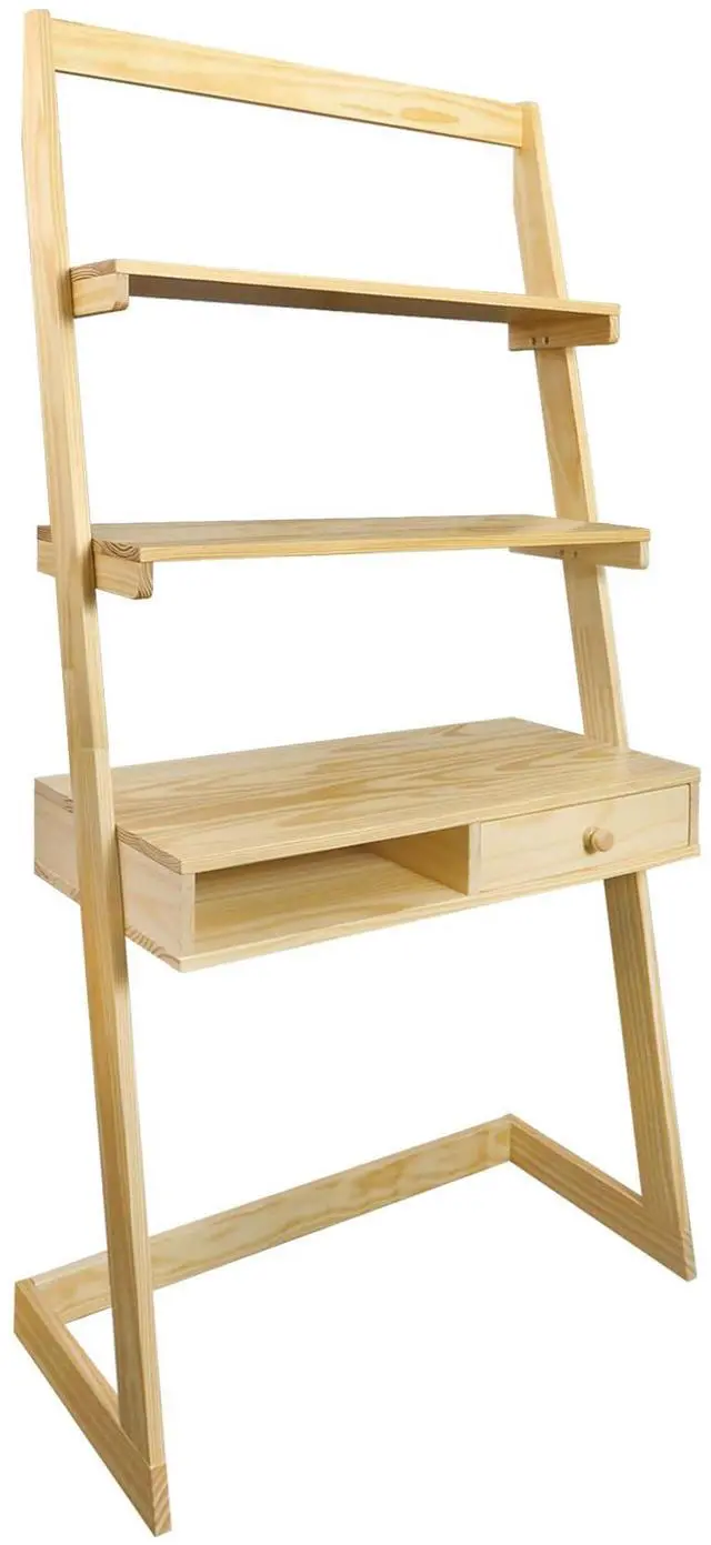 Main image of Freestanding Ladder Desk with Drawer, Natural