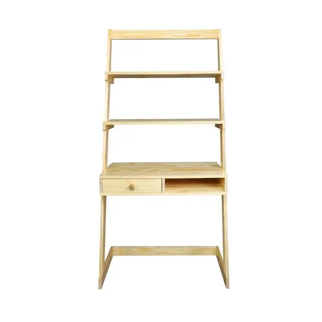 Alt view image 4 of 6 - Freestanding Ladder Desk with Drawer, Natural