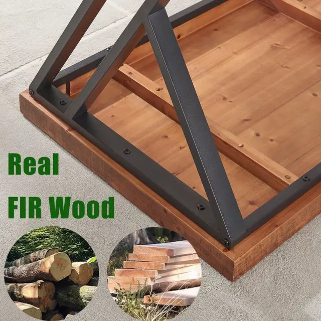 Alt view image 5 of 6 - Real Wood Computer Desk, Modern Natural Wood Home Office Desk, Rustic Solid Wood Work Study Writing Desk, Farmhouse Workstation PC Gaming Executive Table for Bedroom, Brown, 47 inch