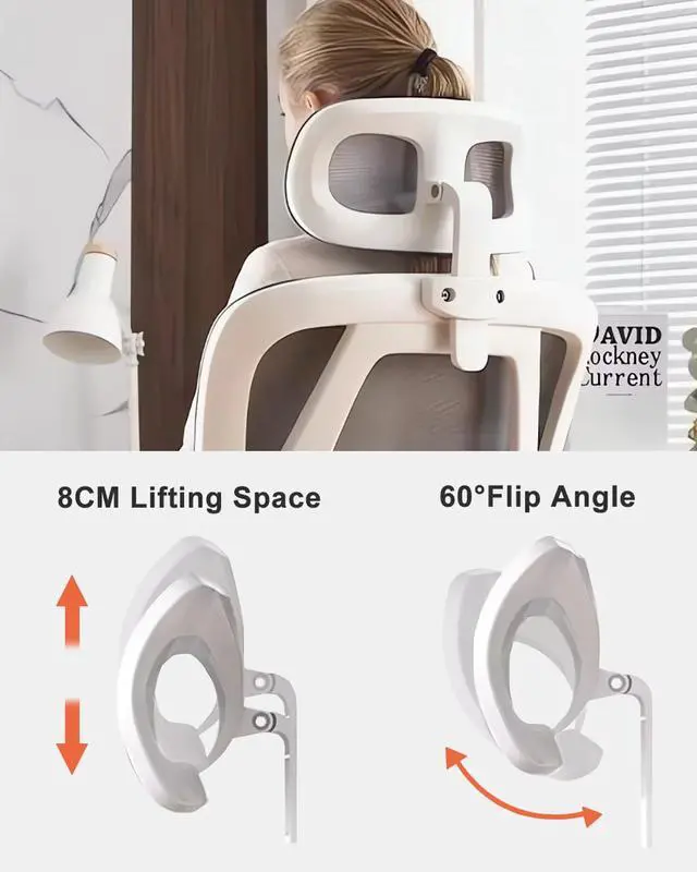 Alt view image 6 of 6 - Office Chair Mesh Desk Chair, Ergonomic High-Back Rolling Gaming Work Chairs with Wheels and Adjustable Headrests,Comfortable Flip-up Arms for Home,Bedroom,Study Gaming