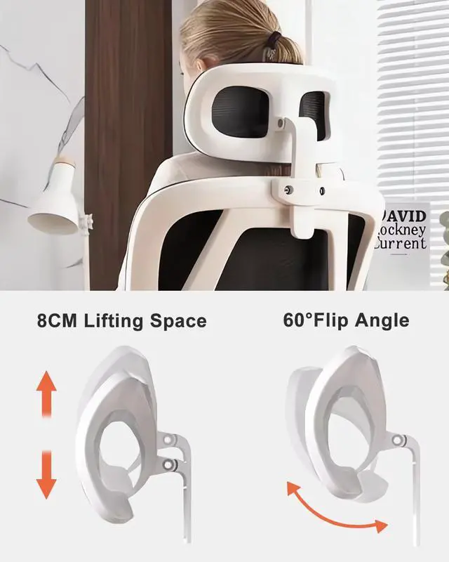 Alt view image 6 of 6 - Office Chair Mesh Desk Chair, Ergonomic High-Back Rolling Gaming Work Chairs with Wheels and Adjustable Headrests,Comfortable Flip-up Arms for Home,Bedroom,Study Gaming