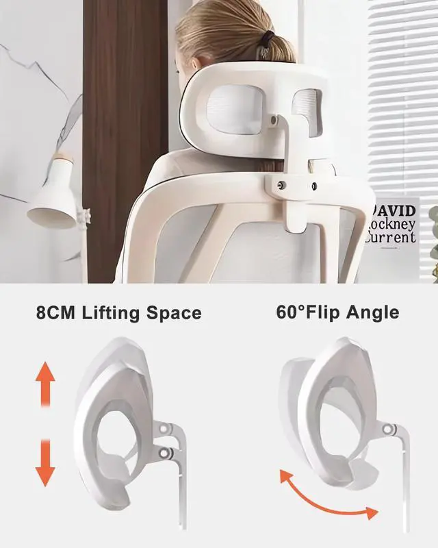 Alt view image 6 of 6 - Office Chair Mesh Desk Chair, Ergonomic High-Back Rolling Gaming Work Chairs with Wheels and Adjustable Headrests,Comfortable Flip-up Arms for Home,Bedroom,Study Gaming