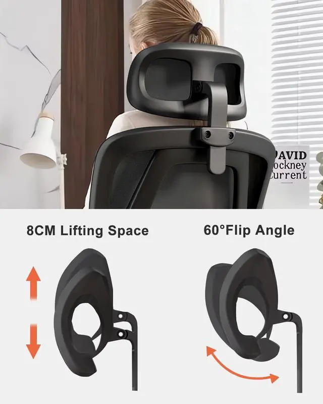Alt view image 6 of 6 - Office Chair Mesh Desk Chair, Ergonomic High-Back Rolling Gaming Work Chairs with Wheels and Adjustable Headrests,Comfortable Flip-up Arms for Home,Bedroom,Study Gaming