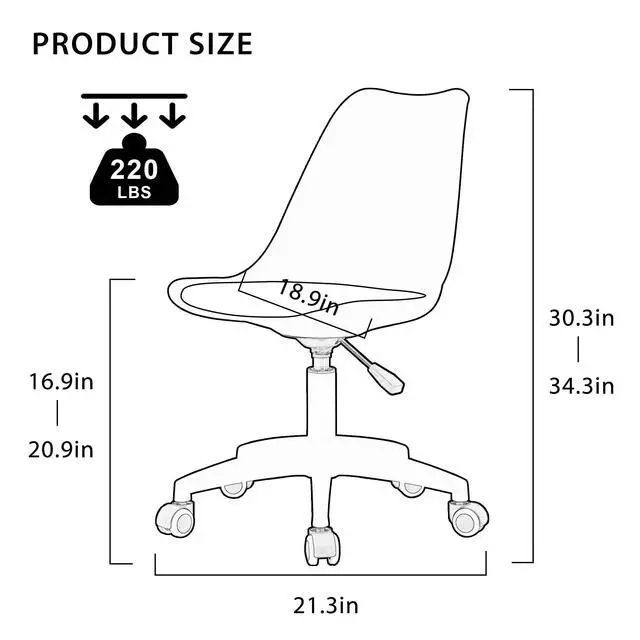Alt view image 2 of 6 - Acrylic Clear Desk Chair Modern Home Office Ghost Chairs with Wheels Cute Armless Rolling Vanity Plastic Chair with Adjustable Height (Clear)