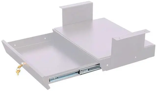Main image of Stand Up Desk Store Add-On Office Sliding Under-Desk Drawer Storage Organizer for Standing Desks (White, Lockable with Padded Laptop Shelf)