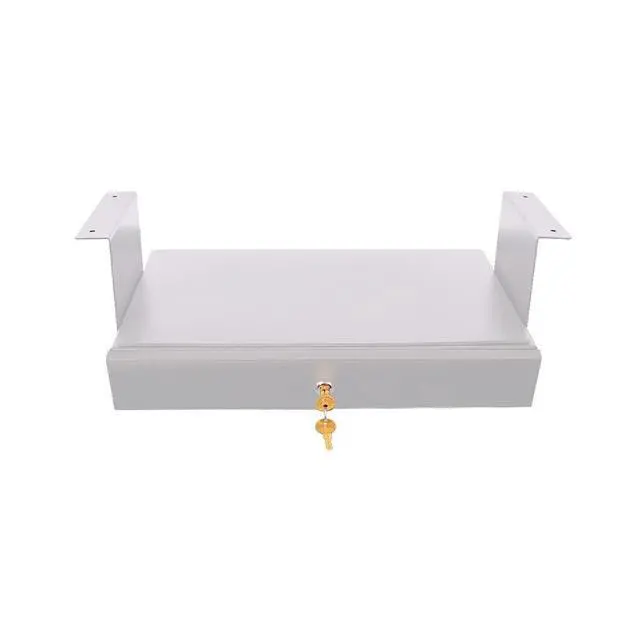 Alt view image 3 of 3 - Stand Up Desk Store Add-On Office Sliding Under-Desk Drawer Storage Organizer for Standing Desks (White, Lockable with Padded Laptop Shelf)