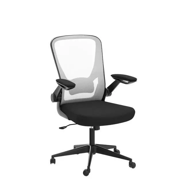 Alt view image 6 of 6 - Office Chair Desk Computer Chair with Lumbar Support Flip-up Arms Swivel Rolling Executive Task Mesh Adjustable Ergonomic for Adults(White)