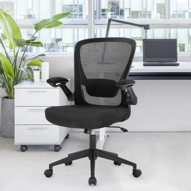 Alt view image 2 of 6 - Home Office Chair Ergonomic Desk Chair Mesh Computer Chair Swivel Rolling Executive Task Chair with Lumbar Support Arms Mid Back Adjustable Chair for Men Adults, Black