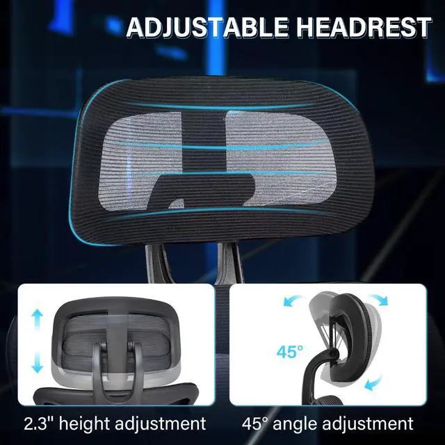 Alt view image 5 of 6 - Ergonomic Mesh Office Chair with Retractable Footrest - High Back Computer Chair with Lumbar Support, Adjustable Armrests and Headrest - Adult Multifunctional Home Office Chair, Black