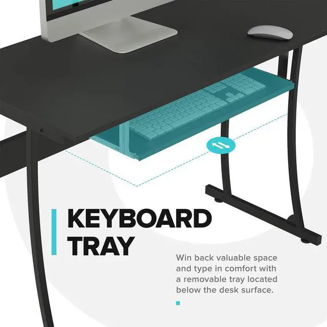 Alt view image 6 of 6 - L Shaped Modern Computer Home Office Gaming Desk with Keyboard Tray and Cable Management, Easy Assembly, Black