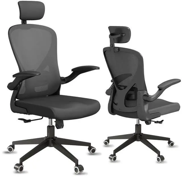 Main image of Drafting Chair, Ergonomic Tall Office Chairs for Standing Desk, Home Office Desk Chair with Lumbar Support and Adjustable Flip-up Armrests & footrest (02Black)