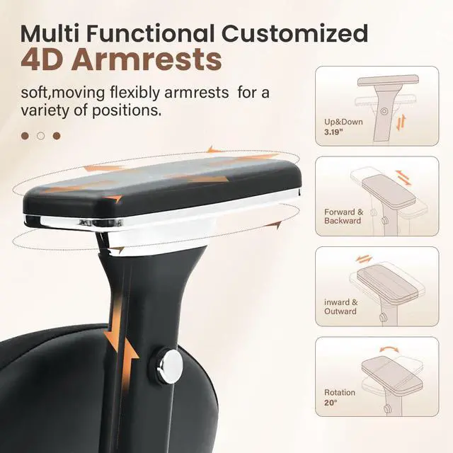 Alt view image 5 of 6 - 700lbs Big and Tall Office Chair for Heavy People Ergonomic Mesh Desk Chair with Wide Thick Seat Cushion,Adjustable Lumbar Support and 4D Armrests for Aitting All Day