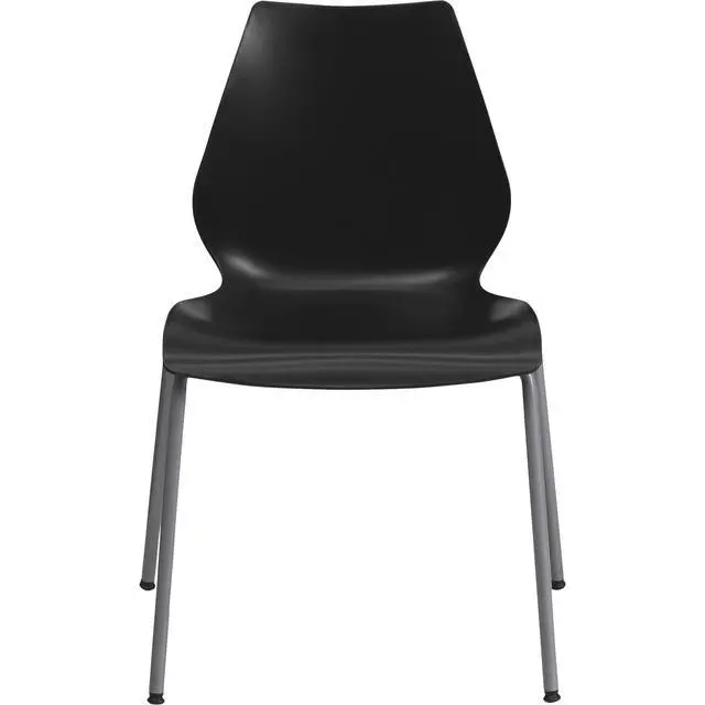 Alt view image 6 of 6 - HERCULES Series 770 lb. Capacity Black Stack Chair with Lumbar Support and Silver Frame