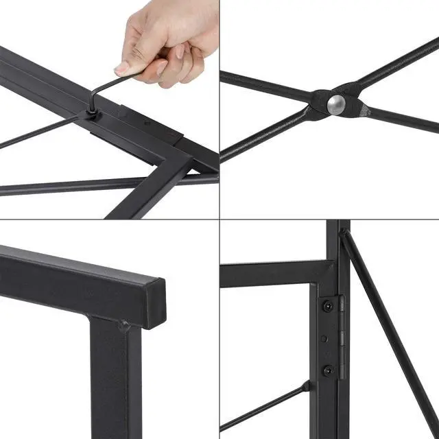 Alt view image 6 of 6 - 40 inch Folding Computer Writing Desk Wood and Metal Study Desk, PC Laptop Home Office Study Table, Espresso