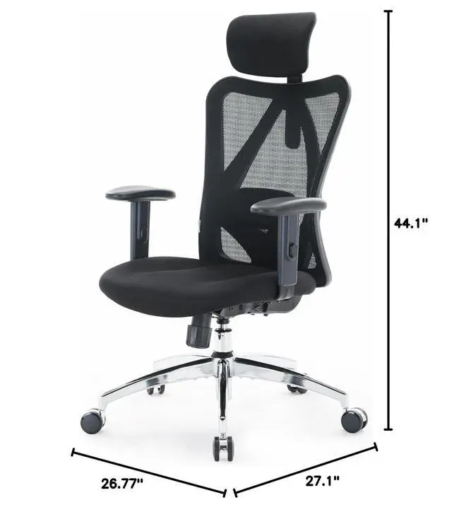 Alt view image 2 of 6 - M18 Upgraded Wheels Office Chair Ergonomic Desk Chair, Breathable Mesh Design High Back Computer Chair, Adjustable Headrest and Lumbar Support (Light Black)