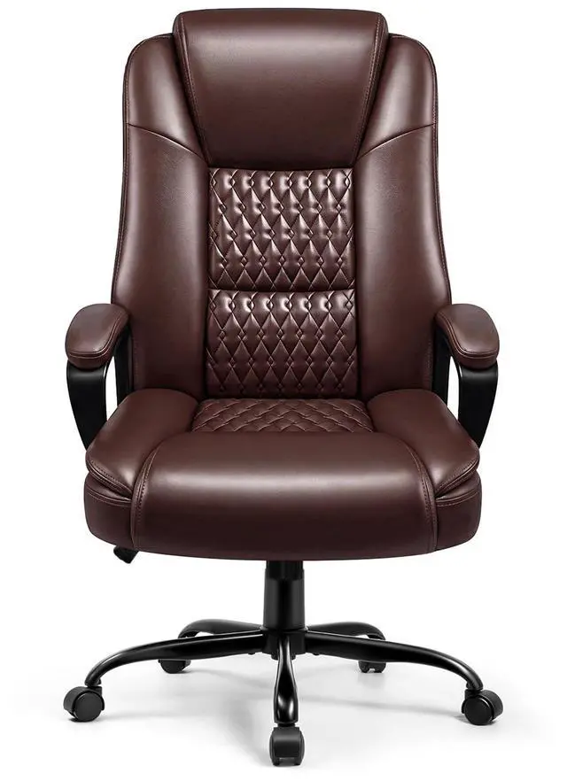 Main image of Leather Office Desk Chair,Ergonomic Office Chair with Lumbar Support,Computer Chair,Executive Leather Chair with Padded Flip-up Arm,Adjustable Armrests, Black,275LBS