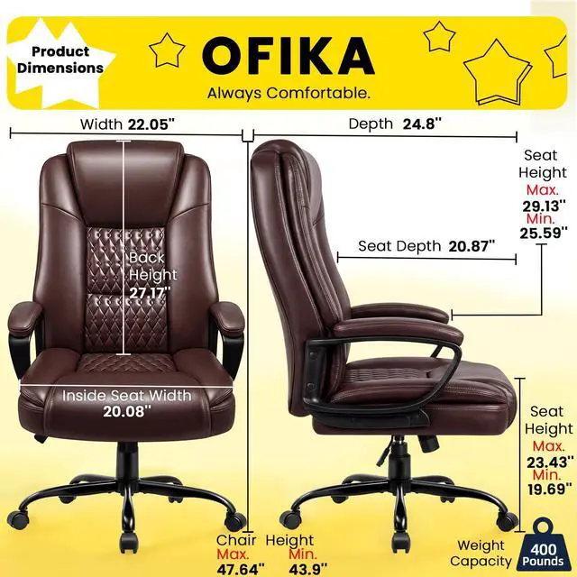 Alt view image 3 of 6 - Leather Office Desk Chair,Ergonomic Office Chair with Lumbar Support,Computer Chair,Executive Leather Chair with Padded Flip-up Arm,Adjustable Armrests, Black,275LBS