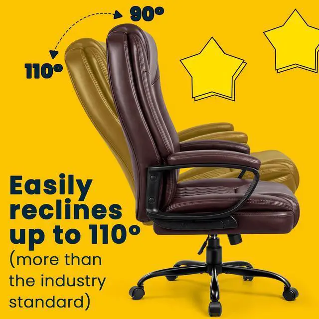 Alt view image 4 of 6 - Leather Office Desk Chair,Ergonomic Office Chair with Lumbar Support,Computer Chair,Executive Leather Chair with Padded Flip-up Arm,Adjustable Armrests, Black,275LBS