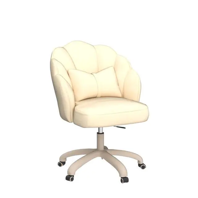Alt view image 4 of 6 - Petal Desk Chair with Bow Cushion Velvet Vanity Chair with Wheels, Upholstered Home Office Chair for Girls Women, Mid-Back Swivel Computer Task Chairs for Living Room Bedroom