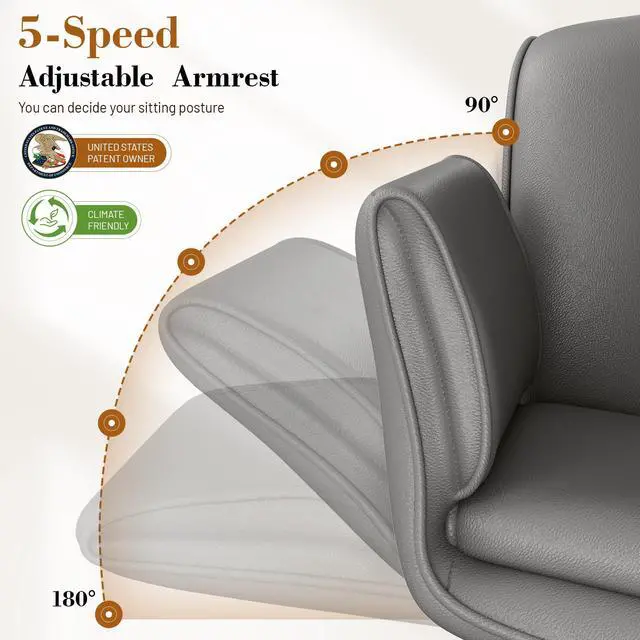 Alt view image 4 of 6 - Criss Cross Chair with Wheels & Armrests,Comfy Wide Vanity Chair,Scratch-Resistant Pu Leather Cross Legged Desk Chair,Height Adjustable Computer Office Desk Chairs for Home,Makeup,Bedroom