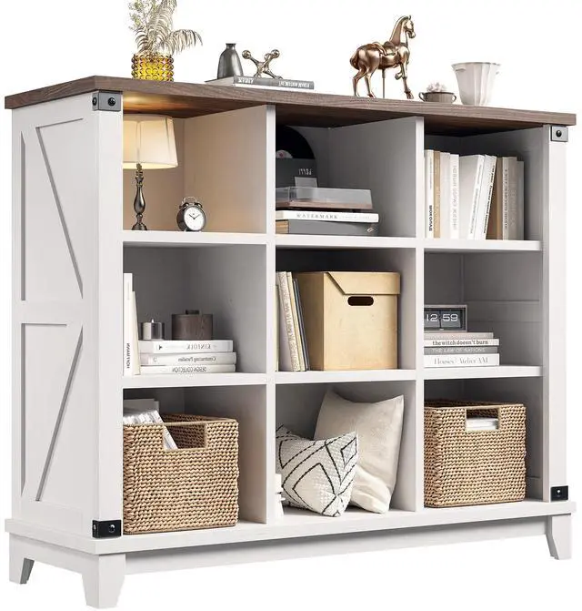 Main image of 9 Cube Storage Organizer and Shelf, Cube Shelf with Storage,White Bookshelf for Bedroom and Home Office