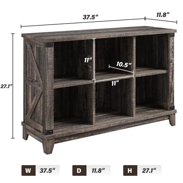 Alt view image 3 of 6 - 6 Cube Storage Organizer Bookshelf, Wood Cube Shelf Bookcase with Storage, Bookshelf for Living Room and Bedroom,Black Oak