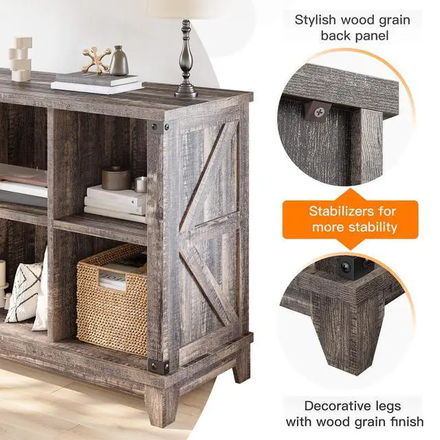 Alt view image 4 of 6 - 6 Cube Storage Organizer Bookshelf, Wood Cube Shelf Bookcase with Storage, Bookshelf for Living Room and Bedroom,Black Oak