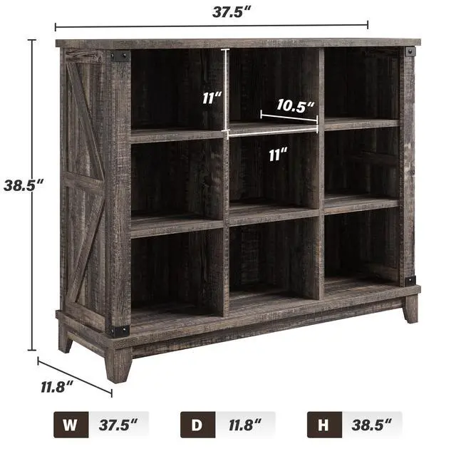 Alt view image 3 of 6 - 9 Cube Storage Organizer and Shelves, Cubby Storage Organizer, Bookshelves with Storage for Home and Bedroom, Black Oak
