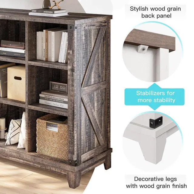 Alt view image 4 of 6 - 9 Cube Storage Organizer and Shelves, Cubby Storage Organizer, Bookshelves with Storage for Home and Bedroom, Black Oak