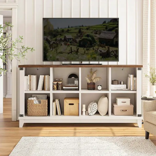 Alt view image 2 of 6 - 8-Cube Storage Organizer, Farmhouse Bookshelf, Display Shelf for Living Room, Bedroom, Home Office, White