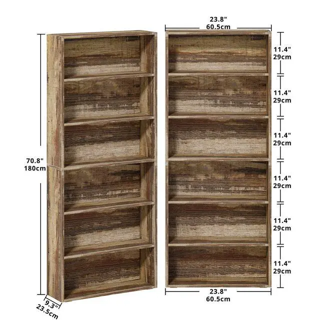 Alt view image 3 of 6 - Bookshelves and Bookcases Set of 2 Floor Standing 6 Tiers Display Storage Shelves 70 in Tall Bookcase Home Decor Furniture for Home Office, Living Room, Bed Room