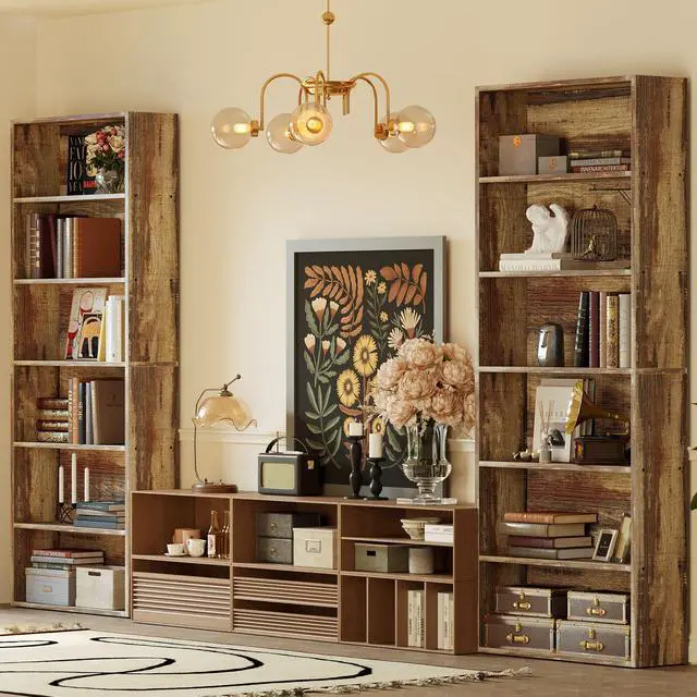 Alt view image 4 of 6 - Bookshelves and Bookcases Set of 2 Floor Standing 6 Tiers Display Storage Shelves 70 in Tall Bookcase Home Decor Furniture for Home Office, Living Room, Bed Room