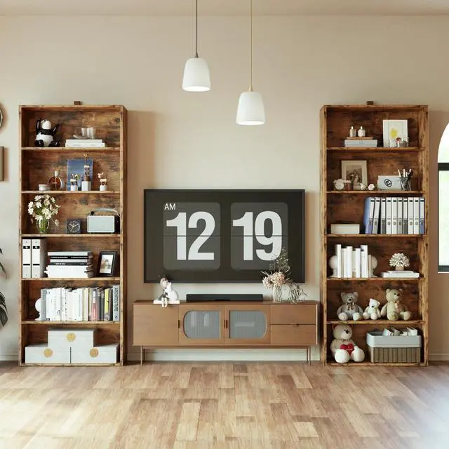 Alt view image 2 of 6 - Bookshelves and Bookcases Set of 2 Floor Standing 6 Tiers Display Storage Shelves 70 in Tall Bookcase Home Decor Furniture for Home Office, Living Room, Bed Room