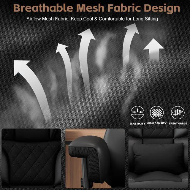 Alt view image 6 of 6 - Big and Tall Office Chair, Desk Chair with Soft Adjustable Armrests, Ergonomic High Back Gaming Chair with Lumbar Support, Executive Computer Chairs with Footrest (PU Leather, Black)