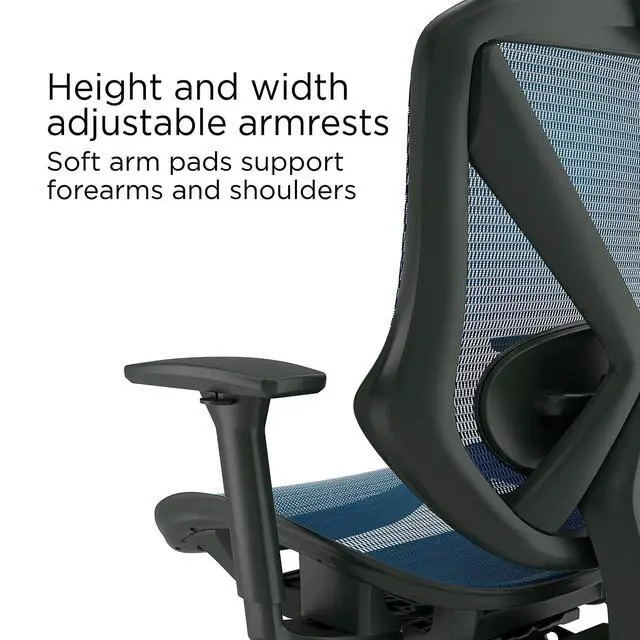 Alt view image 6 of 6 - Ergonomic Task Chair, Mesh, Ergonomic, Lumbar Support, Blue