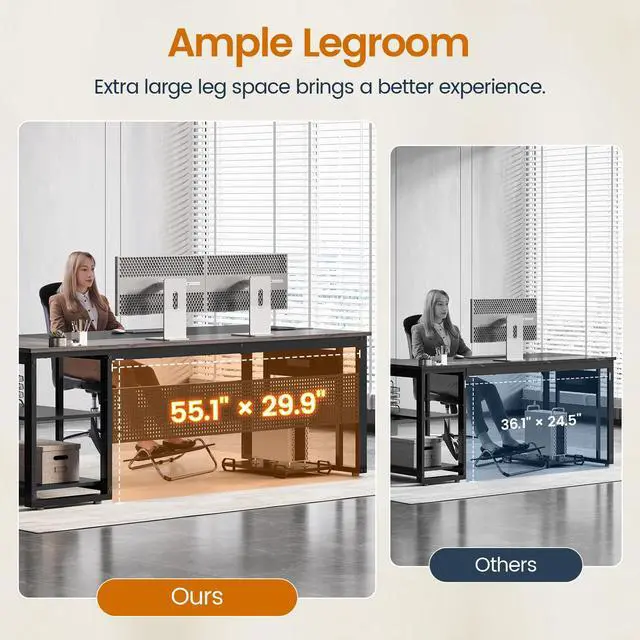 Alt view image 6 of 6 - 71 in Executive Desk with Power Outlets, Reversible L Shaped Computer Desk with File Drawers & Storage Shelves, Large Office Desk with Pegboard, Mobile CPU Stand, Modern Corner Desk (Grey)