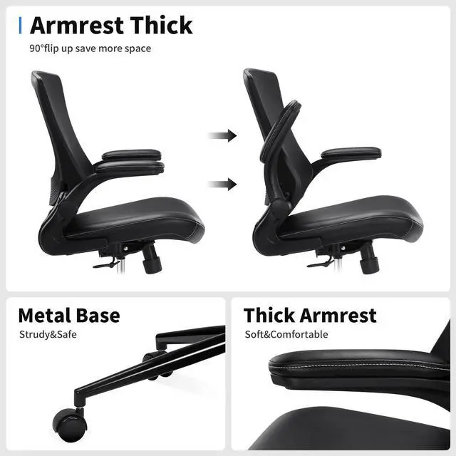 Alt view image 5 of 6 - Tall Office Chair for Standing Desk, Drafting Chair with Footrest Ring, PU Leather Recline High Office Tall Desk Chair with Adjustable Lumbar Support