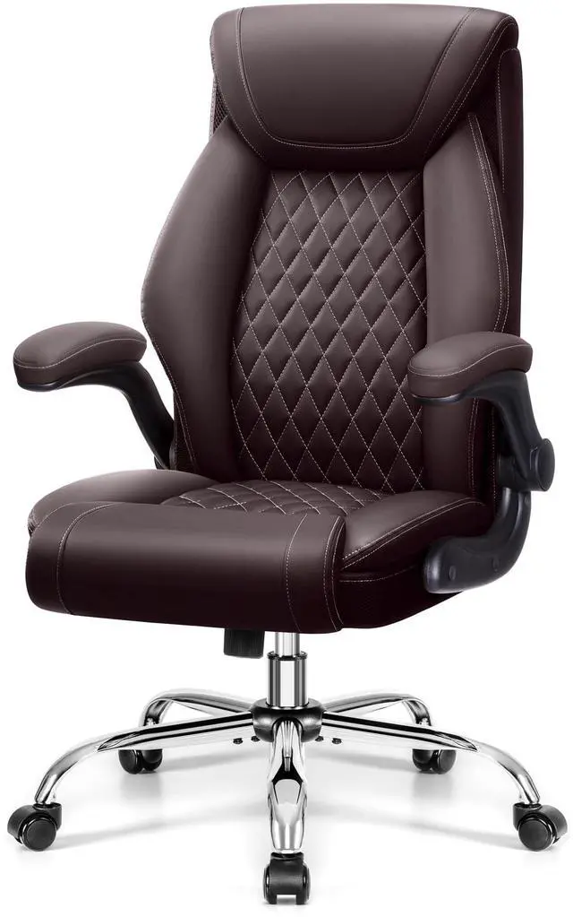 Main image of Office Chair, Executive Leather Office Chairs with Rocking Function, Big and Tall Ergonomic Computer Chair with Lumbar Support Flip-Up Armrests, Comfortable Gaming Chairs for Home Ofiice
