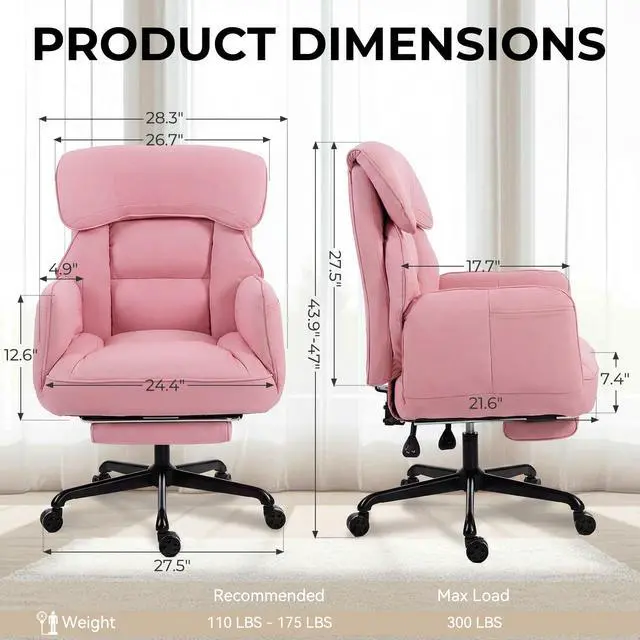Alt view image 2 of 6 - Cross Legged Office Chair with Pivoting Armrests,Criss Cross Chair with Pocket Spring Seat & Back,Reclining Computer Gaming Chair with Footrest and Metal Base (Pink)