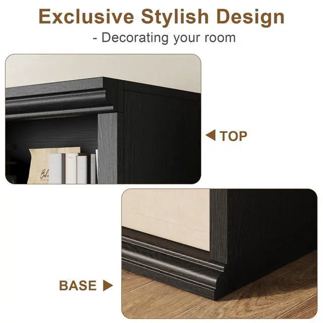 Alt view image 3 of 6 - Bookcase and Bookshelves, 28" W Tall Bookshelf with Elegant Design, 6 Tiers Spacious Book Storage, Freestanding Book Organizer, Display Library Shelf for Home Office, Living Room & Study Room