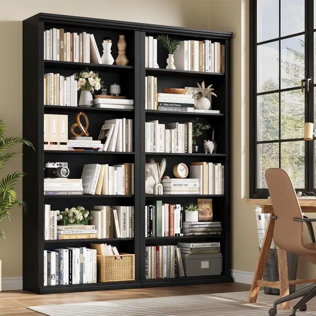 Alt view image 5 of 6 - Bookcase and Bookshelves, 28" W Tall Bookshelf with Elegant Design, 6 Tiers Spacious Book Storage, Freestanding Book Organizer, Display Library Shelf for Home Office, Living Room & Study Room