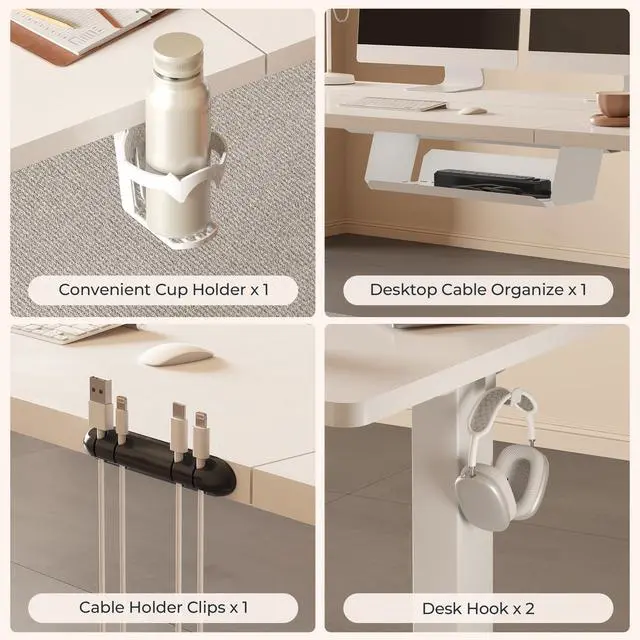 Alt view image 4 of 6 - Adjustable Standing Desk, Large 79x31 Inches Standing Desk with Cable Management, Height Adjustable Home Office Computer Desk 2 Box Packaging with Memory Preset& Cup Holder, White