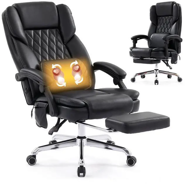 Main image of Big and Tall Office Chair with 3D Kneading Massage Lumbar Support, Office Chairs for Back Pain Relief, Ergonomic Comfort 130° Reclining Desk Chairs Managerial Chairs for Heavy People