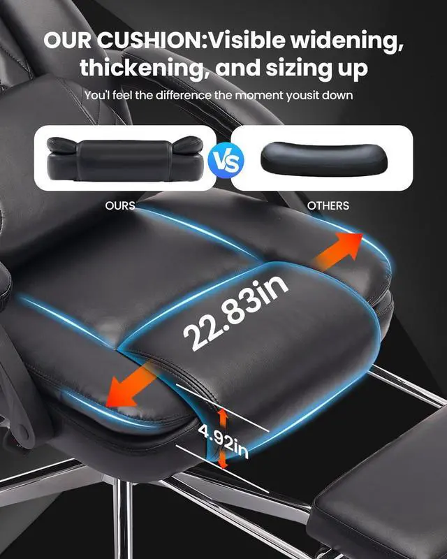Alt view image 5 of 6 - Big and Tall Office Chair with 3D Kneading Massage Lumbar Support, Office Chairs for Back Pain Relief, Ergonomic Comfort 130° Reclining Desk Chairs Managerial Chairs for Heavy People