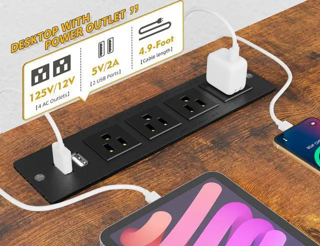 Alt view image 5 of 6 - 104" L Shaped Desk, 4 Layout Convertible RGB Lights & Monitor Stand | 4-Layout L Shaped Home Workstation, 64104Expandable, Charging Ports, Dual Mounts & Storage for Remote Workers, Designers