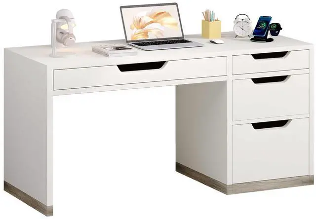Main image of 52 Inch White Desk with 4 Drawers, Computer Desk with Storage for Small Spaces with Storage File Drawer, Small Home Office Desk with Drawers for Bedroom