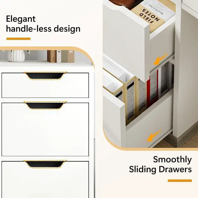 Alt view image 5 of 6 - White Desk with Drawers, 48 Inch Small Computer Desk with 4 Storage Drawers for Small Space, Home Office Desk for Bedroom with Storage File Drawer
